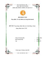 bài báo cáo học phần trí tuệ nhân tạo trong kinh doanh đề tài ứng dụng nhận diện các loài động vật áp dụng thuật toán cnn 