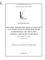 Kiến thức, thái độ, thực hành của nhân viên y tế về báo cáo sự cố y khoa bầng mã QR tại bệnh viện đa khoa trung ương năm 2021 và một số yếu tố liên quan 