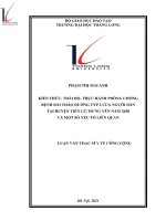 Kiến thức, thái độ thực hành phòng chống bệnh đái tháo đường tuýp 2 của người dân tại huyện tiên lữ, hưng yên năm 2020 và một số yếu tố liên quan 