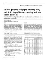 Đề xuất giải pháp công nghệ thích hợp xử lý nước thải công nghiệp quy mô công suất vừa và nhỏ ở nước ta