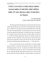 Nâng cao chất lượng hoạt động ngoại khóa ở trường phổ thông nhìn từ góc độ dạy học ở trường sư phạm