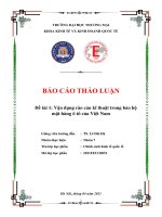BÁO CÁO THẢO LUẬN  Đề tài 1: Vận dụng rào cản kĩ thuật trong bảo hộ  mặt hàng ô tô của Việt Nam