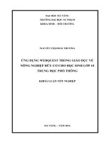 ỨNG DỤNG WEBQUEST TRONG GIÁO DỤC VỀ NÔNG NGHIỆP HỮU CƠ CHO HỌC SINH LỚP 10 TRUNG HỌC PHỔ THÔNG  10600699