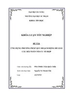 ỨNG DỤNG PHƯƠNG PHÁP QUY HOẠCH ĐỘNG ĐỂ GIẢI CÁC BÀI TOÁN TỐI ƯU TỔ HỢP  10600755