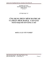 ỨNG DỤNG PHẦN MỀM MATHCAD VÀ PHẦN MỀM MAPLE VÀO GIẢI TOÁN ĐẠI SỐ 10 NÂNG CAO  10600743