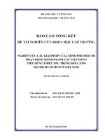 NGHIÊN cứu các GIẢI PHÁP của CHÍNH PHỦ đối với HOẠT ĐỘNG KINH DOANH các mặt HÀNG TIÊU DÙNG THIẾT yếu TRONG bối CẢNH đại DỊCH COVID 19 ở VIỆT NAM 
