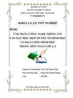 ỨNG DỤNG CÔNG NGHỆ THÔNG TIN  VÀO DẠY HỌC MỘT SỐ YẾU TỐ HÌNH HỌC  VÀ ĐẠI LƢỢNG HÌNH HỌC  TRONG MÔN TOÁN LỚP 4, 5