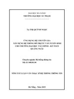 ỨNG DỤNG HỆ CHUYÊN GIA XÂY DỰNG HỆ THỐNG HỖ TRỢ TƯ VẤN TUYỂN SINH CHO TRƯỜNG ĐẠI HỌC TÀI CHÍNH - KẾ TOÁN QUẢNG NGÃI  10600800