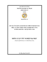 ỨNG DỤNG GIS ĐÁNH GIÁ THÍCH NGHI ĐẤT ĐAI PHỤC VỤ PHÁT TRIỂN NÔNG NGHIỆP BỀN VỮNG XÃ HÒA KHƯƠNG - HUYỆN HÒA VANG  10600789