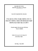 ỨNG DỤNG CÔNG NGHỆ THÔNG TIN VÀ TRUYỀN THÔNG THEO MÔ HÌNH KẾT HỢP TRONG DẠY HỌC DỊA LÍ LỚP 5  10600819
