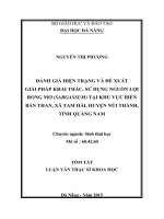 Đánh giá hiện trạng và đề xuất giải pháp khai thác sử dụng nguồn lợi rong mơ (sargassum) tại khu vực biển Bàn Than xã Tam Hải huyện Núi Thành tỉnh Quảng Nam.