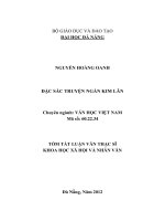 ĐẶC SẮC TRUYỆN NGẮN KIM LÂN Chuyên ngành: VĂN HỌC VIỆT NAM  10600977