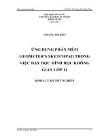 ỨNG DỤNG PHẦN MỀM GEOMETER’S SKETCHPAD TRONG VIỆC DẠY HỌC HÌNH HỌC KHÔNG GIAN LỚP 11  10600737
