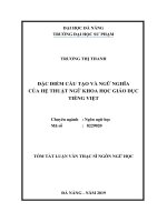 ĐẶC ĐIỂM CẤU TẠO VÀ NGỮ NGHĨA CỦA HỆ THUẬT NGỮ KHOA HỌC GIÁO DỤC TIẾNG VIỆT  10600886