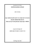 ĐẶC ĐIỂM NGÔN NGỮ CỦA MỘT SỐ VĂN BẢN HÀNH CHÍNH PHỔ DỤNG (Khảo sát tại Trƣờng Đại học Ngoại ngữ - ĐHĐN)  10600911
