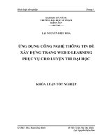 ỨNG DỤNG CÔNG NGHỆ THÔNG TIN ĐỂ XÂY DỰNG TRANG WEB E-LEARNING PHỤC VỤ CHO LUYỆN THI ĐẠI HỌC  10600881