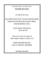 ĐẶC ĐIỂM NGÔN NGỮ VĂN BẢN HÀNH CHÍNH ĐƯỢC BAN HÀNH Ở QUẬN LIÊN CHIỂU THÀNH PHỐ ĐÀ NẴNG  10600926