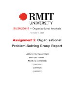 Assignment 2 organisational problem solving group report 