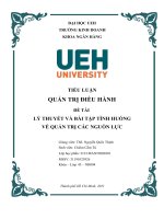 tiểu luận quản trị điều hành đề tài lý thuyết và bài tập tình huống về quản trị các nguồn lực 