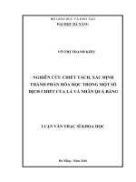 NGHIÊN CỨU CHIẾT TÁCH, XÁC ĐỊNH THÀNH PHẦN HÓA HỌC TRONG MỘT SÓ DỊCH CHIẾT CỦA LÁ VÀ NHÂN QUÁ BẰNG
