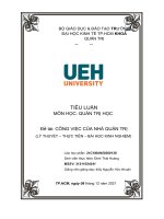 tiểu luận môn học quản trị học đề tài công việc của nhà quản trị (lý thuyết – thực tiễn – bài học kinh nghiệm 