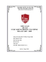 TIỂU LUẬN đề tài CUỘC KHỦNG HOẢNG tài CHÍNH HOA kỳ 2007   2009 