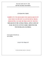 Nghiên cứu ứng dụng khả năng kháng khuẩn từ chất nhầy ốc sên lên vải cotton dùng trong định hướng vật liệu hỗ trợ lành vết thương  