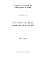 Một số phương pháp tiếp cận cho bài toán lập lịch cá nhân  