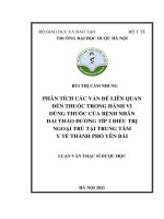 Phân tích các vấn đề liên quan đến thuốc trong hành vi dùng thuốc của bệnh nhân đái tháo đường típ 2 điều trị ngoại trú tại trung tâm y tế thành phố yên bái 
