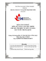 BÁO CÁO CUỐI KỲ  MÔN: KỸ NĂNG LÀM VIỆC NHÓM CHỦ ĐỀ: TÌM HIỂU VỀ NỀN VĂN HÓA  ĐẤT NƯỚC TRUNG QUỐC