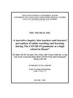 Tự thuật vắn tắt của giáo viên và học sinh về quá trình dạy và học trực tuyếntrong tình hình dịch COVID 19 tại một trường phổ thông ở hà nội 