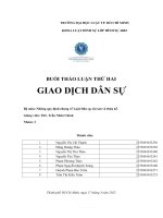 BUỔI THẢO LUẬN THỨ HAI GIAO DỊCH dân sự bộ môn những quy định chung về luật dân sự, tài sản và thừa kế  