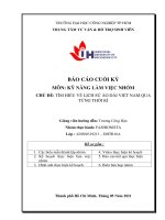 BÁO CÁO CUỐI KỲ  MÔN: KỸ NĂNG LÀM VIỆC NHÓM  CHỦ ĐỀ: TÌM HIỂU VỀ LỊCH SỬ ÁO DÀI VIỆT NAM QUA  TỪNG THỜI KÌ