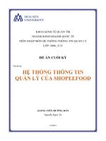 đồ án cuối kỳ đề tài Hệ thống thông tin quản lý của ShopeeFood