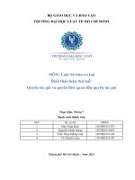 MÔN Luật Sở hữu trí tuệ Buổi thảo luận thứ hai Quyền tác giả và quyền liên quan đến quyền tác giả