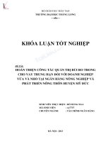 KHÓA LUẬN TỐT NGHIỆP ĐỀ TÀI: HOÀN THIỆN CÔNG TÁC QUẢN TRỊ RỦI RO TRONG CHO VAY TRUNG HẠN ĐỐI VỚI DOANH NGHIỆP VỪA VÀ NHỎ TẠI NGÂN HÀNG NN VÀ PTNN