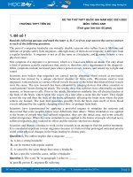 Bộ 5 đề thi thử THPT QG môn Tiếng Anh năm 2021-2022 có đáp án Trường THPT Tiên Du Lần 1