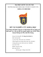 Ứng dụng mô hình Công tác xã hội nhóm hỗ trợ nâng cao hiệu quả vay vốn ưu đãi cho người nghèo tại xã Hồ Thầu, huyện Hoàng Su Phì, tỉnh Hà Giang