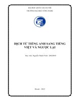 Báo cáo trí tuệ nhân tạo: DỊCH TỪ TIẾNG ANH SANG TIẾNG  VIỆT VÀ NGƯỢC LẠI