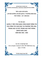 QUẢN lý VIỆC ỨNG DỤNG CÔNG NGHỆ THÔNG TIN vào CÔNG tác GIÁO dục tại TRƯỜNG TIỂU học, TRUNG học cơ sở, TRUNG học PHỔ THÔNG EMASI NAM LONG năm học 2021   2022 