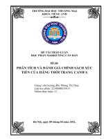 ĐỀ TÀI THẢO LUẬN HỌC PHẦN MARKETING CĂN BẢN Đề tài PHÂN TÍCH VÀ ĐÁNH GIÁ CHÍNH SÁCH XÚC TIẾN CỦA HÃNG THỜI TRANG CANIFA