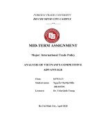 MID TERM ASSIGNMENT major international trade policy ANALYSIS OF VIETNAM’S COMPETITIVE ADVANTAGE 
