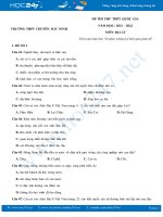 Bộ 5 đề thi thử THPT QG môn Địa Lí năm 2021-2022 - Trường THPT Chuyên Bắc Ninh có đáp án