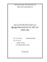 BÀI TẬP LỚN MÔN TRÍ TUỆ NHÂN TẠO ĐỀ TÀI: NHẬN DẠNG KÝ TỰ VIẾT TAY  TIẾNG VIỆT