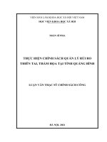 (LUẬN văn THẠC sĩ) THỰC HIỆN CHÍNH SÁCH QUẢN lý rủi RO THIÊN TAI, THẢM họa tại TỈNH QUẢNG BÌNH 