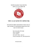 TIỂU LUẬN KINH TẾ CHÍNH TRỊ NỀN KINH TẾ NHIỀU THÀNH PHẦN Ở VIỆT NAM; VỊ TRÍ, VAI TRÒ CỦA THÀNH PHẦN KINH TẾ CÓ VỐN ĐẦU TƯ NƯỚC NGOÀI