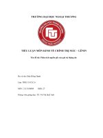 TIỂU LUẬN môn KINH tế CHÍNH TRỊ mác – LÊNIN tên đề tài phân tích nguồn gốc của giá trị thặng dư 