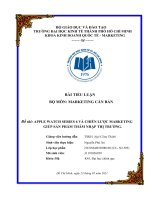 TIỂU LUẬN bộ môn MARKETING căn bản đề tài APPLE WATCH SERIES 6 và CHIẾN lược MARKETING GIÚP sản PHẨM THÂM NHẬP THỊ TRƯỜNG  