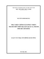 THỰC HIỆN CHÍNH SÁCH PHÁT TRIỂN THANH NIÊN TRÊN ĐỊA BÀN QUẬN 12, THÀNH PHỐ HỒ CHÍ MINH