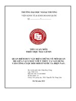 TIỂU LUẬN môn TRIẾT học mác LÊNIN QUAN điểm DUY vật BIỆN CHỨNG về mối QUAN hệ GIỮA vật CHẤT với ý THỨC và vận DỤNG vào CÔNG CUỘC đổi mới ở nước TA HIỆN NAY  